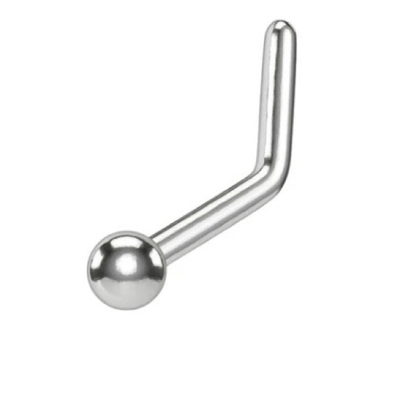 Implant Grade Titanium Ball Top L-Shaped Nose Ring, nose stud 18G (1mm) - Picture 1 of 3